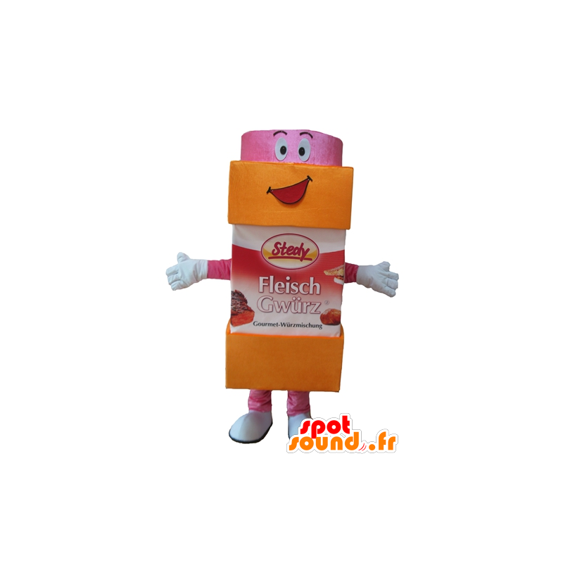 Mascotte de pot de sucre, de sucre glace, orange et rose - MASFR24414 - Mascotte alimentaires