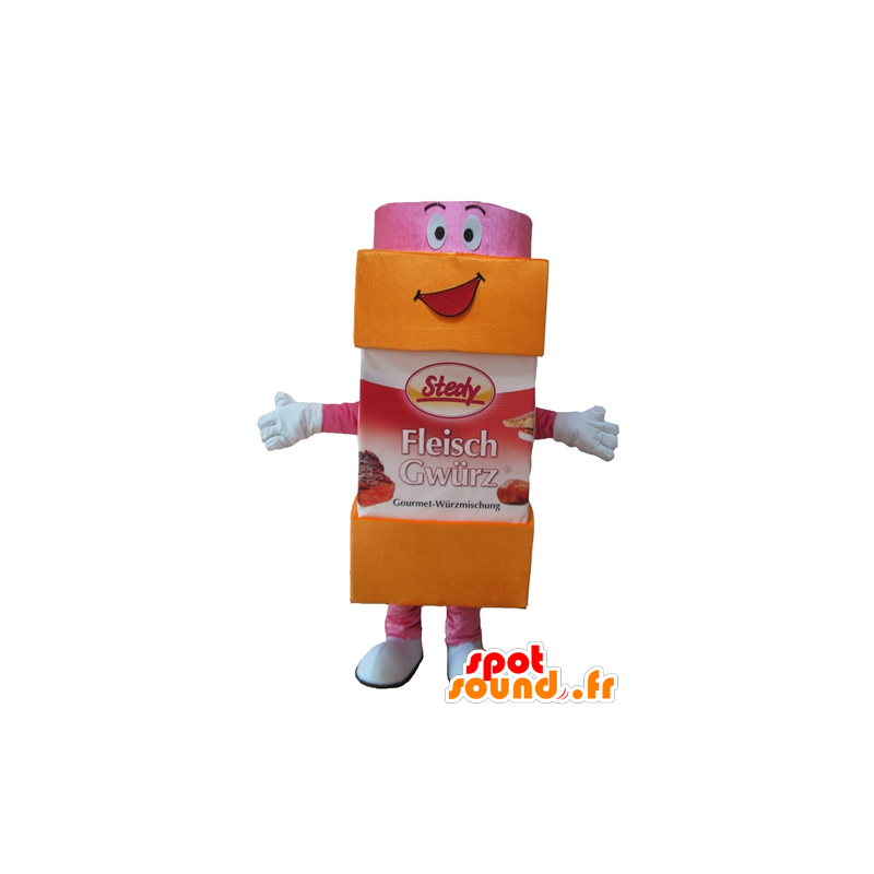 Sukkerpotte maskot, melis, orange og lyserød - Spotsound maskot