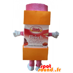 Mascotte de pot de sucre, de sucre glace, orange et rose - MASFR24414 - Mascotte alimentaires