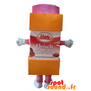 Mascotte de pot de sucre, de sucre glace, orange et rose - MASFR24414 - Mascotte alimentaires