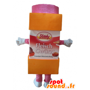 Sugar pot mascot, icing sugar, orange and pink - MASFR24414 - Food mascot