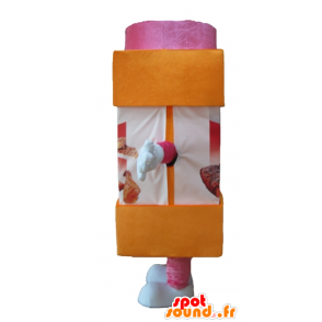 Mascotte de pot de sucre, de sucre glace, orange et rose - MASFR24414 - Mascotte alimentaires