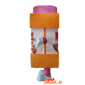 Sugar pot mascot, icing sugar, orange and pink - MASFR24414 - Food mascot