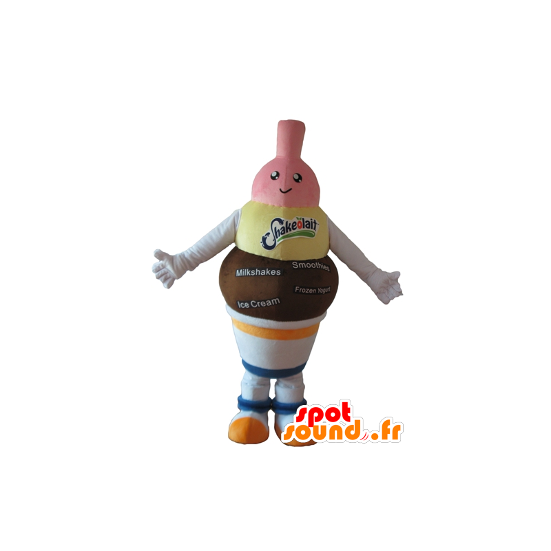 Mascot strawberry ice cream, chocolate and vanilla - MASFR24416 - Fast food mascots