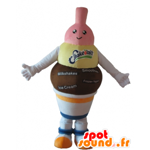 Mascot strawberry ice cream, chocolate and vanilla - MASFR24416 - Fast food mascots