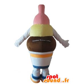 Mascot aardbeien ijs, chocolade en vanille - MASFR24416 - Fast Food Mascottes