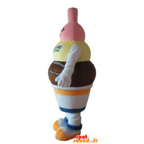 Μασκότ παγωτό φράουλα, σοκολάτα και βανίλια - MASFR24416 - Fast Food Μασκότ