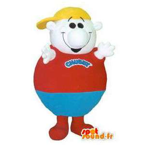 Mascotte de bonhomme tout rond, blanc, rouge et bleu - MASFR006687 - Mascottes Homme