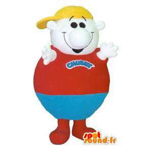 Mascotte de bonhomme tout rond, blanc, rouge et bleu - MASFR006687 - Mascottes Homme