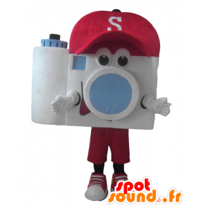 Kameramaskot, med en röd keps - Spotsound maskot