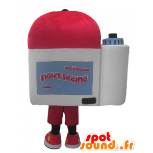 Kameramaskot med en rød hætte - Spotsound maskot kostume