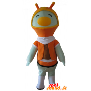 White bird mascot, penguin, with an orange hood - MASFR24425 - Mascot of birds