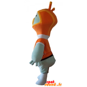 White bird mascot, penguin, with an orange hood - MASFR24425 - Mascot of birds