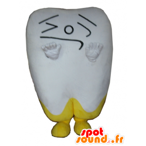 Mascotte de dent blanche et jaune, géante, faisant la grimace - MASFR24427 - Mascottes non-classées