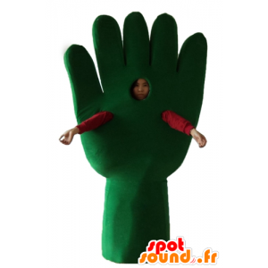 Glove mascot, green hand giant - MASFR24432 - Mascots of objects