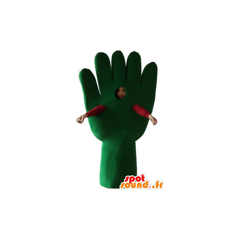 Glove mascot, green hand giant - MASFR24432 - Mascots of objects