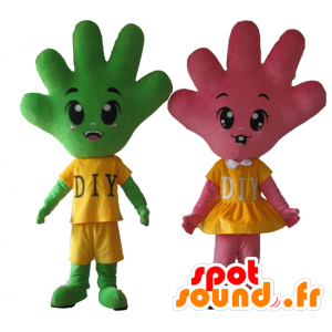 2 mascotas manos, uno rosa y otro verde, muy lindo - MASFR24436 - Mascotas sin clasificar