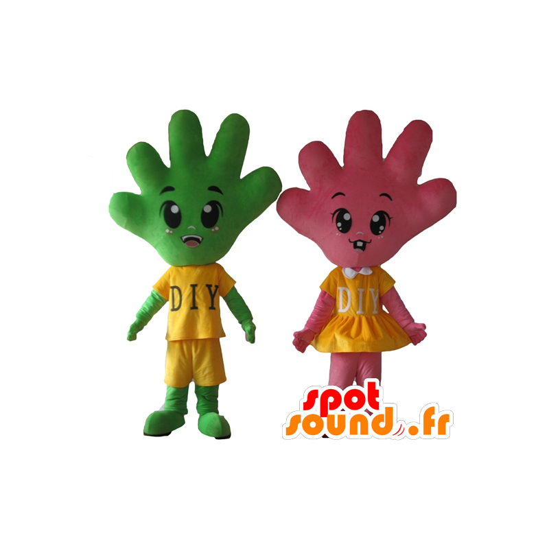 2 mascotas manos, uno rosa y otro verde, muy lindo - MASFR24436 - Mascotas sin clasificar