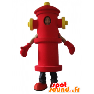 Rød og gul brandhane maskot, kæmpe - Spotsound maskot kostume