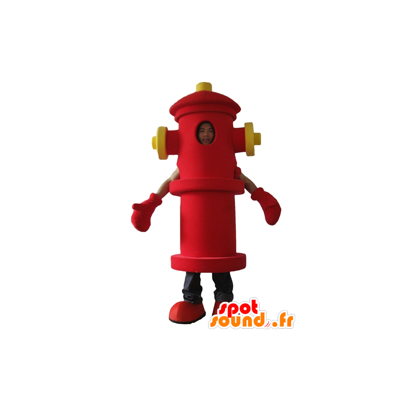 Mascotte de bouche à incendie rouge et jaune, géante - MASFR24438 - Mascottes d'objets
