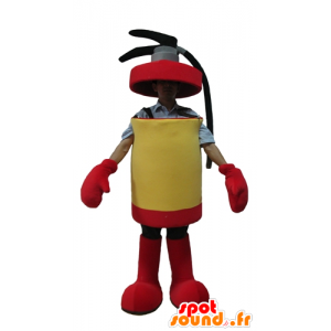 Rød og gul ildslukkermaskot, kæmpe - Spotsound maskot kostume