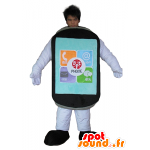 Mascot mobiele telefoon touch zwarte reus - MASFR24442 - mascottes telefoons