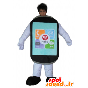 Mascotte de téléphone portable tactile, noir, géant - MASFR24442 - Mascottes de téléphones