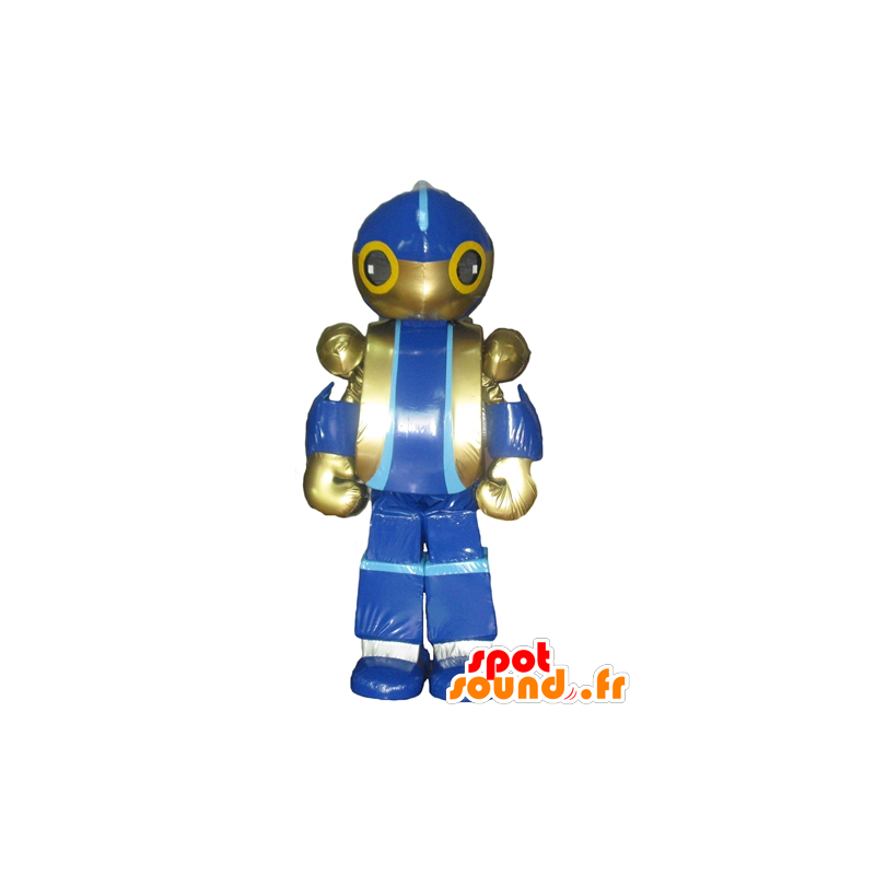 Robotmaskot, blå och guldleksak, jätte - Spotsound maskot