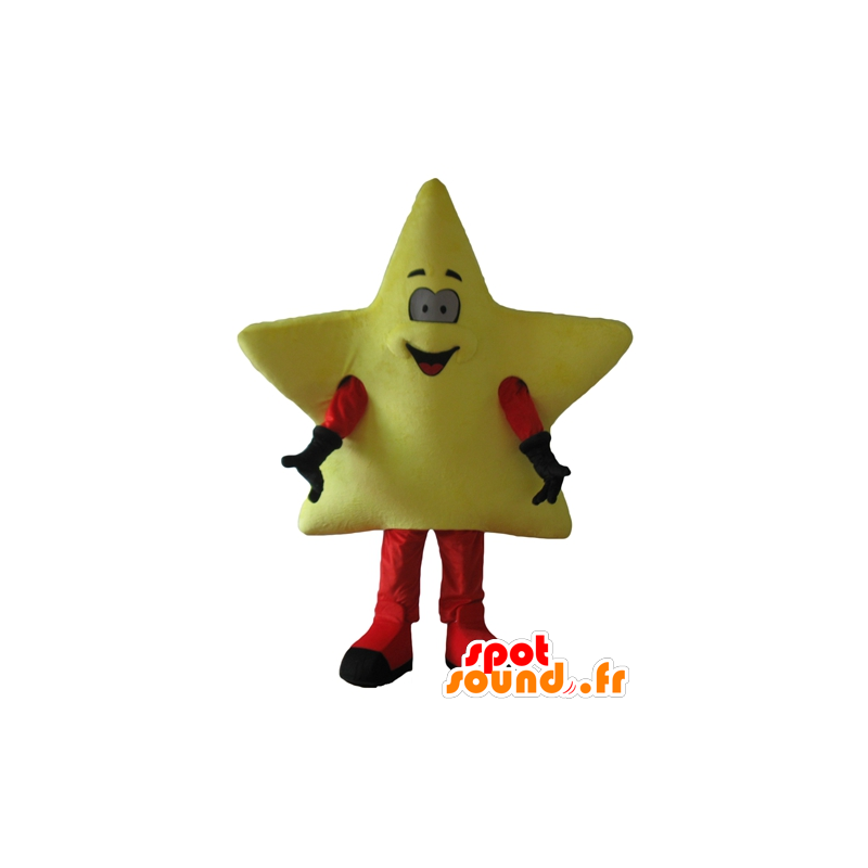 Kæmpe gul stjernemaskot, sød og smilende - Spotsound maskot