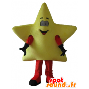 Mascotte d'étoile jaune géante, mignonne et souriante - MASFR24445 - Mascottes non-classées