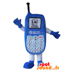 Blue cell phone mascot, with a keyboard - MASFR24447 - Mascottes de téléphone