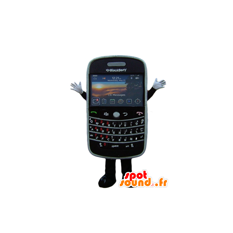 Mascot mobiltelefon, sort, kæmpe BlackBerry - Spotsound maskot