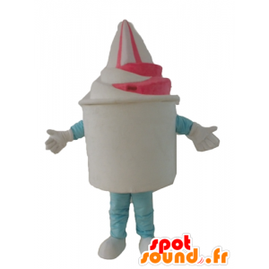 Ice pot mascot, white and pink ice cream - MASFR24449 - Food mascot