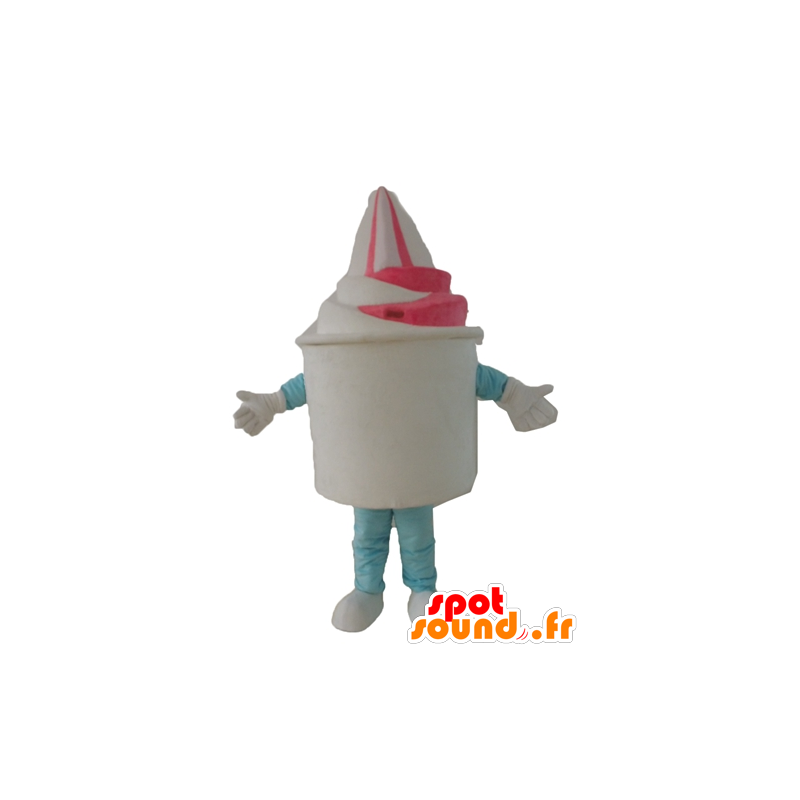 Ice pot mascot, white and pink ice cream - MASFR24449 - Food mascot