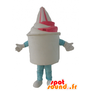 Ice Topf Maskottchen, weiß und rosa Eis - MASFR24449 - Essen-Maskottchen