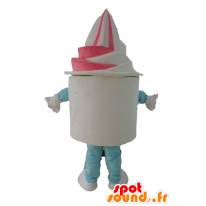 Ice pot mascot, white and pink ice cream - MASFR24449 - Food mascot