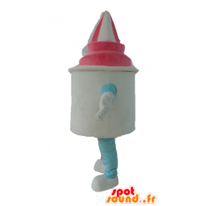 Ice pot mascot, white and pink ice cream - MASFR24449 - Food mascot