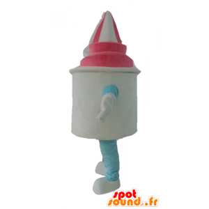 アイスクリームポットマスコット、白とピンクのアイスクリーム-MASFR24449-フードマスコット