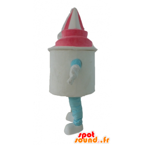 Ghiaccio pentola mascotte, bianco e gelato rosa - MASFR24449 - Mascotte di cibo