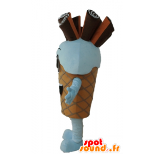 Mascotte de cornet de glace géant, avec du chocolat - MASFR24453 - Mascottes Fast-Food