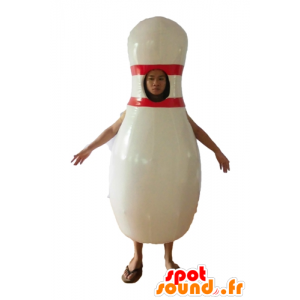 Hvit bowling maskot og rød kjempe - MASFR24455 - Maskoter gjenstander