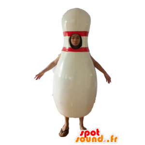 Witte bowling mascotte en rode reus - MASFR24455 - mascottes objecten