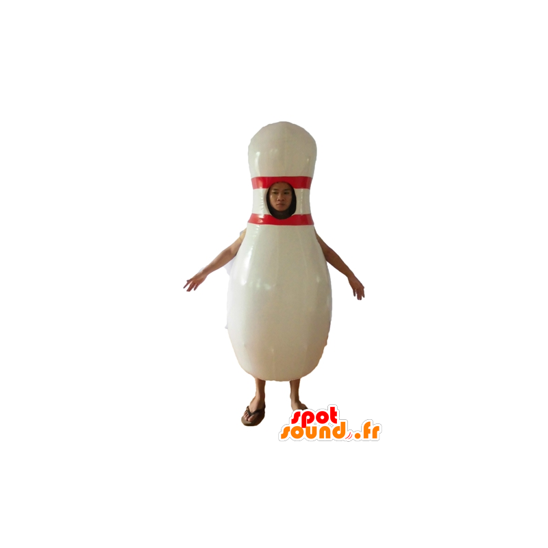 Hvit bowling maskot og rød kjempe - MASFR24455 - Maskoter gjenstander