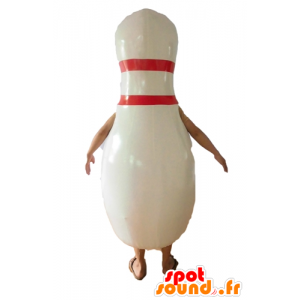 Witte bowling mascotte en rode reus - MASFR24455 - mascottes objecten