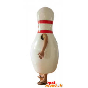 Witte bowling mascotte en rode reus - MASFR24455 - mascottes objecten