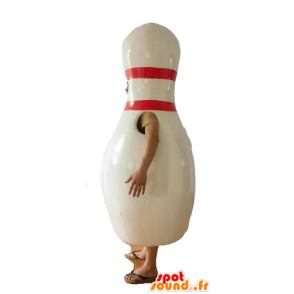 Hvit bowling maskot og rød kjempe - MASFR24455 - Maskoter gjenstander