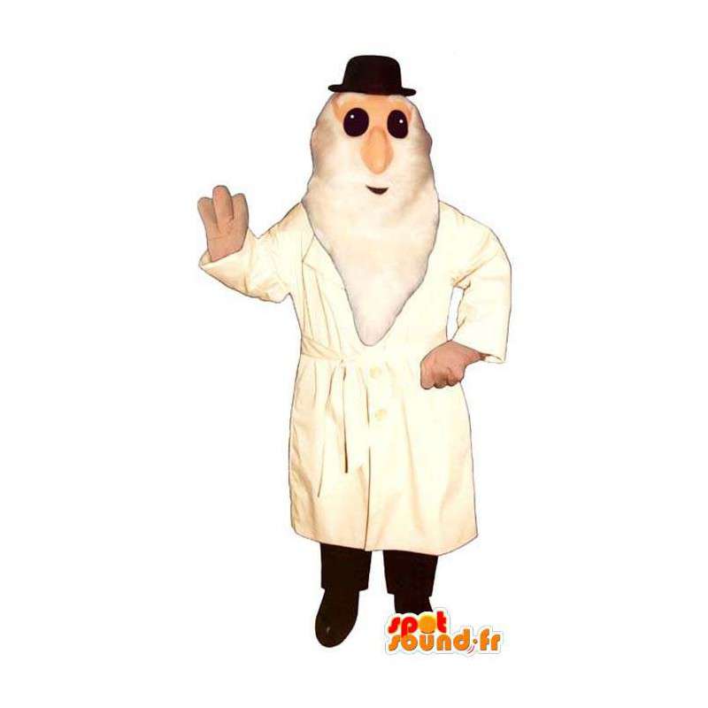 Mascotte de vieil homme en manteau blanc - MASFR006694 - Mascottes Homme