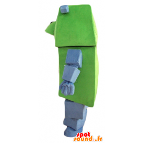 Green and gray dog ​​mascot, giant and funny, with a tie - MASFR24458 - Dog mascots