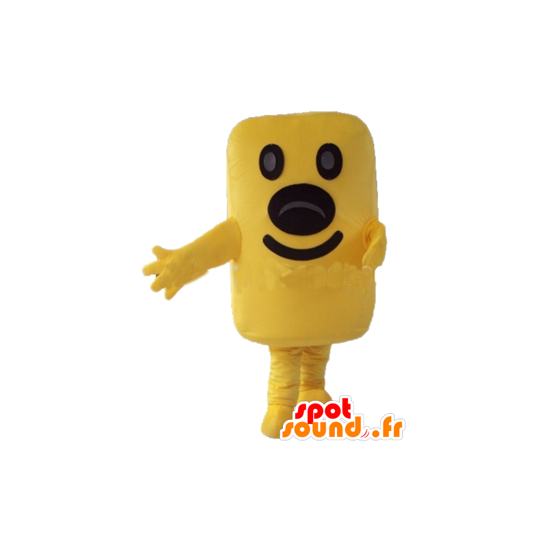 Amarelo boneco mascote gigante em forma de rectângulo - MASFR24459 - Mascotes não classificados