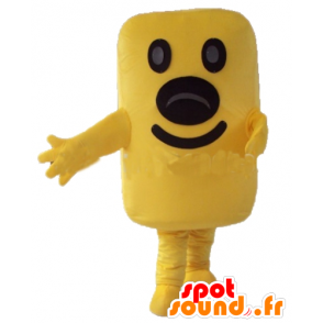 Amarelo boneco mascote gigante em forma de rectângulo - MASFR24459 - Mascotes não classificados